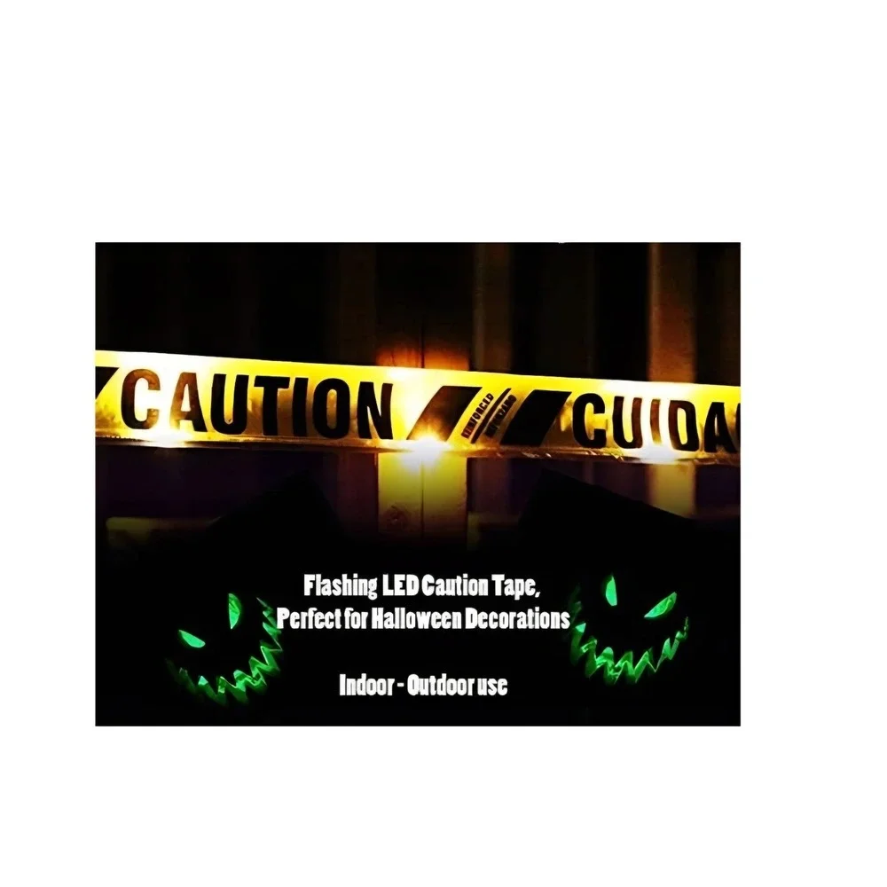 Lighted Tape LED Lighted High Visibility Yellow Caution Tape 33 Feet